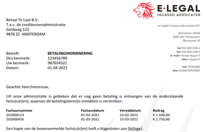 wat is een betalingsherinnering