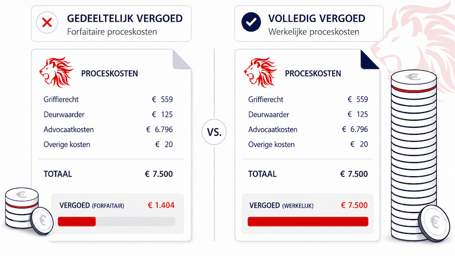 werkelijke proceskosten bij onrechtmatig procederen