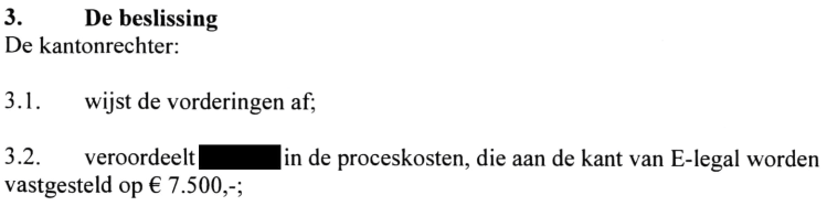 vonnis werkelijke proceskosten